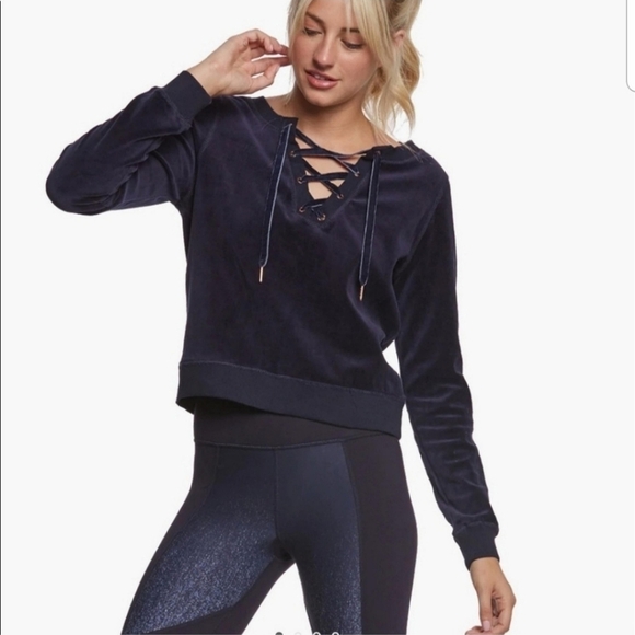 Y2K Betsy Johnson Performance Black Velvet Sweatshirt XS - Picture 2 of 9